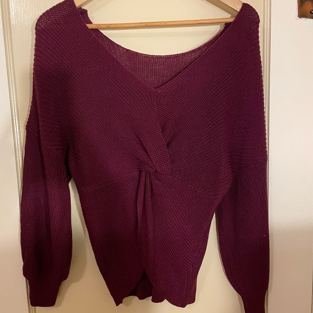 Knot front crop sweater